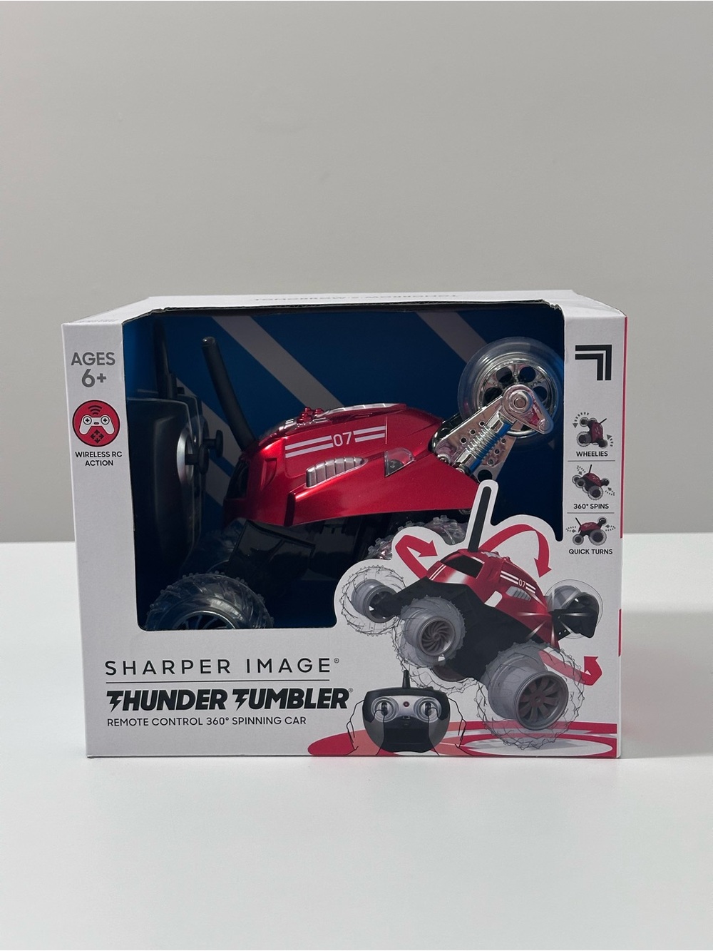 Sharper Image Red Thunder Tumbler Remote Control Spin Car